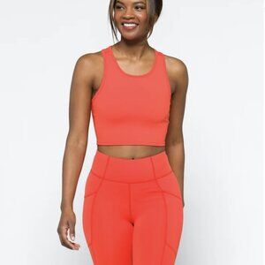 Threads 4 Thought L Orange Red Racerback Core ReActive Sports Bra